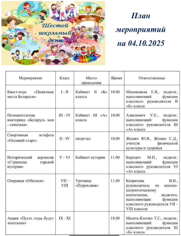 План мероприятий